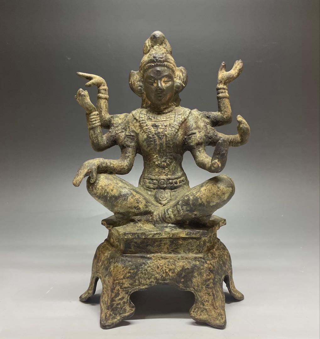 自在菩薩坐像　六手観音像　鉄製　C3120