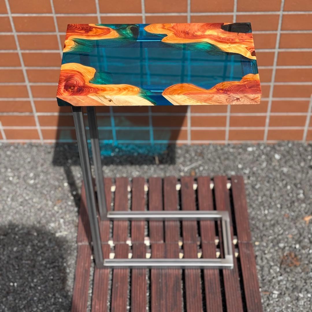 サイドテーブル アイアン 無垢 木製 おしゃれ アンティーク コの字 ミニ 伊吹