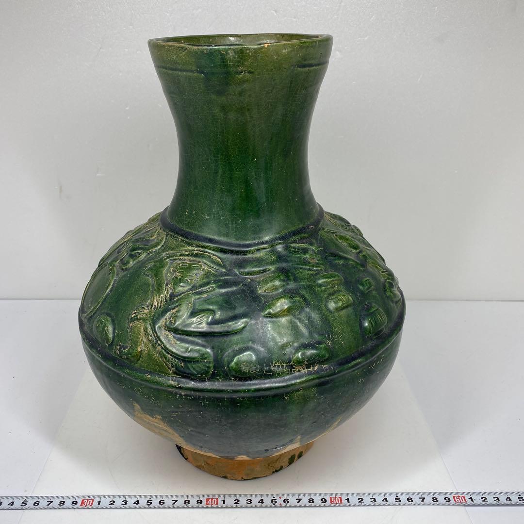 中国漢時代　漢緑釉　大花瓶　高さ約35㎝　タニチ　東里7-0405③
