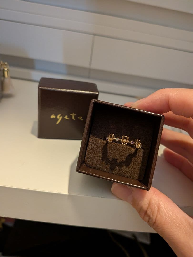 agete リング 水瓶座 K5　アメジスト／アクアマリンリング　正規品