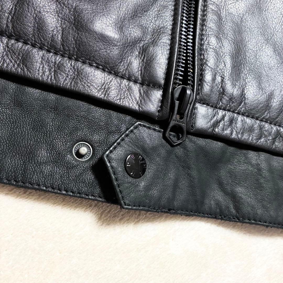 【美品】DENHAM☆レザージャケット☆牛革☆ブラック☆Mサイズ☆