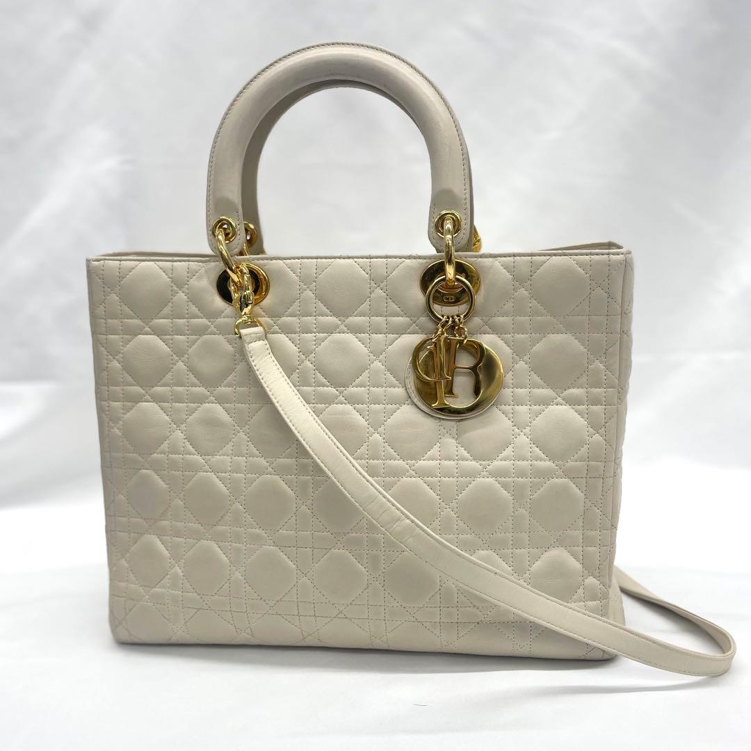 美品✨Dior レディディオール 2way ハンドバッグ ホワイト アイボリー