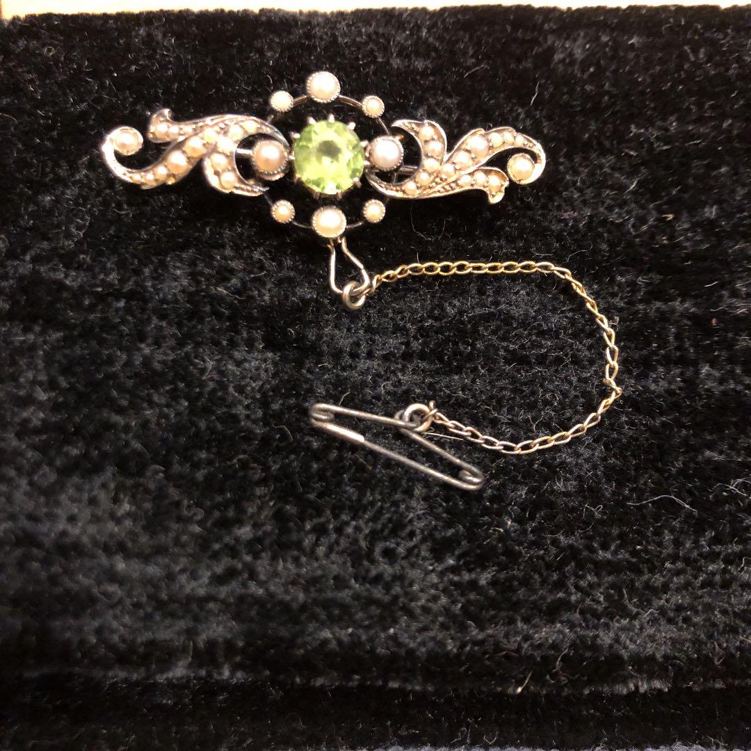 イギリスアンティーク　15K シードパールブローチ