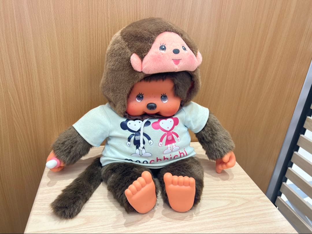 【希少・ビッグサイズ】モンチッチ おサル帽子付きぬいぐるみ Monchhichi