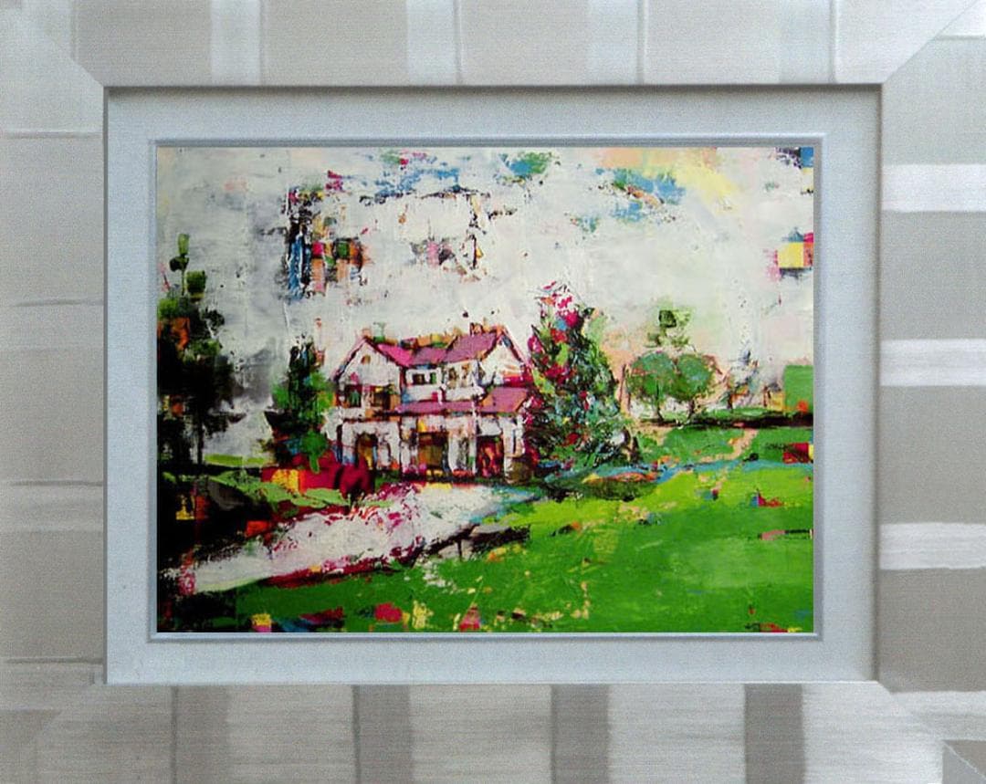 油絵 菅家令子 絵 絵画 インテリア 額付(黒) uF6-060704 風景