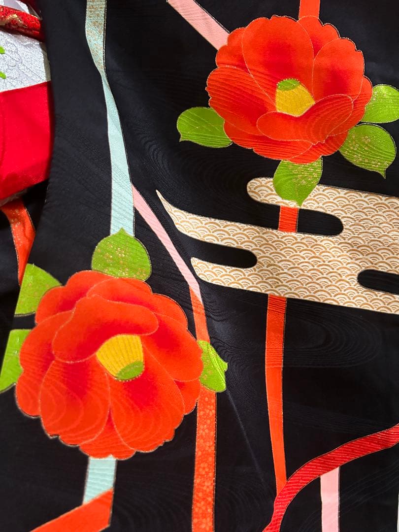 七五三　十三詣り　美品　正絹着物　帯　帯揚げ　帯締め　しごき　身丈144cm