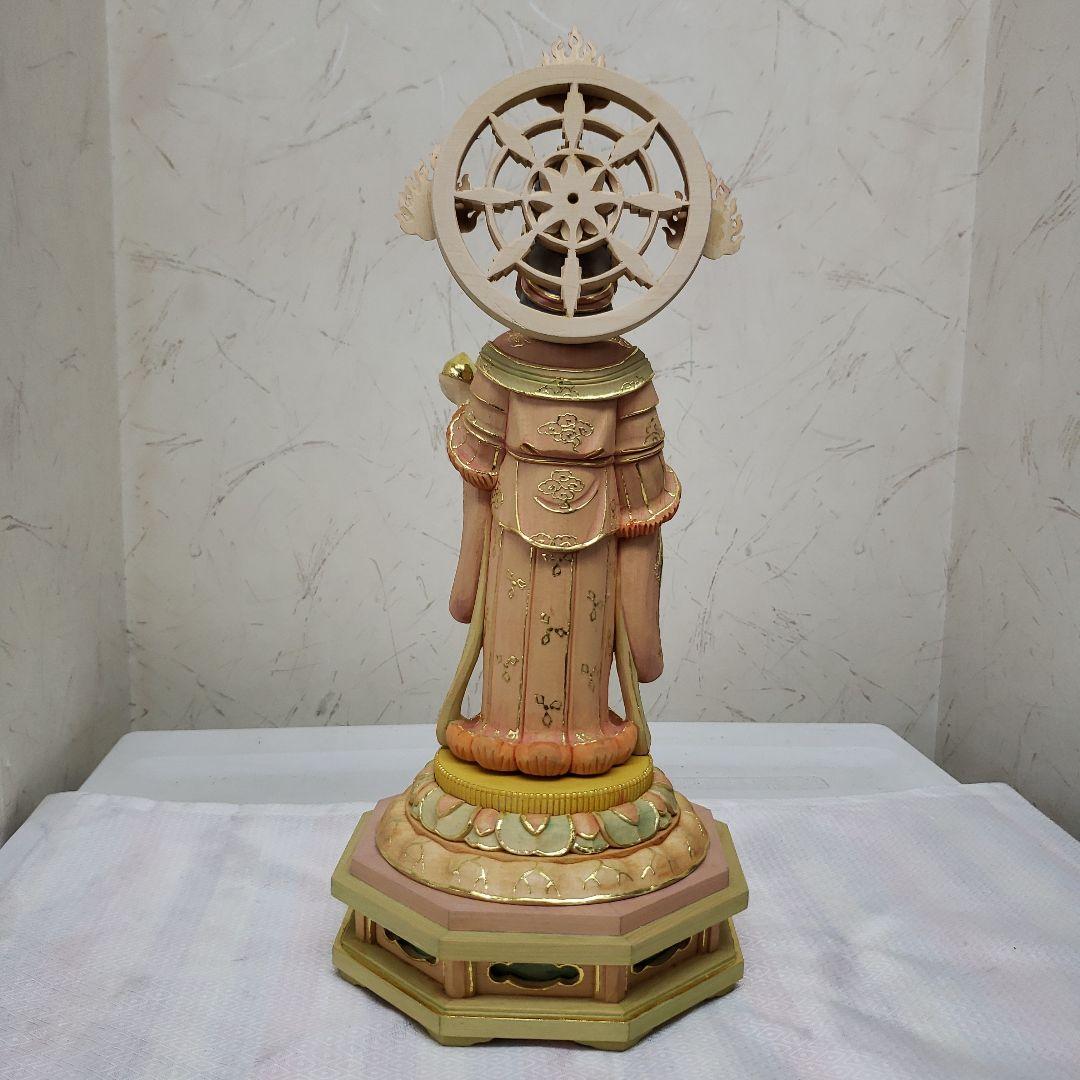 Ｂフライデー蔵出し特価　美しい仏像★ヒバ材 淡彩色錐金 吉祥天6寸★毘沙門天の妃