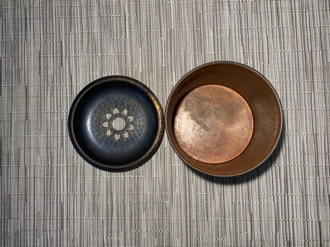 0297 玉川堂 茶こぼし 鎚起銅器 筒形蓋付建水