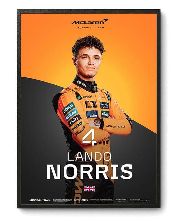 ランド・ノリス マクラーレン F1チームポスター 2025年 30X40額装済み
