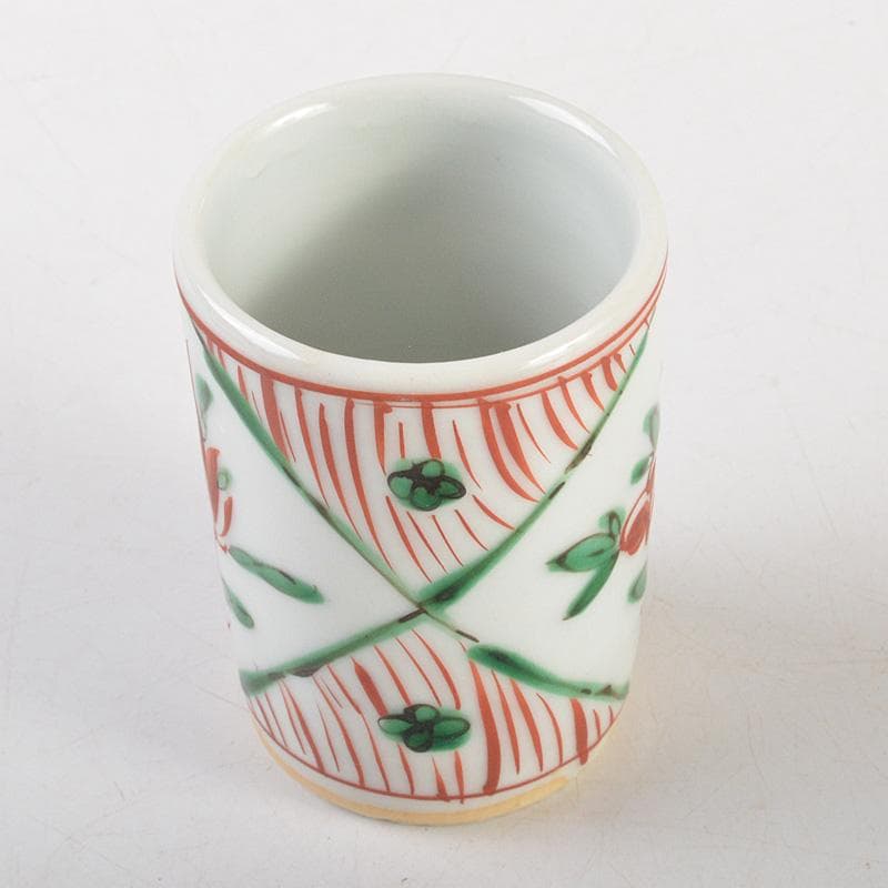 茶道具　平安竹泉造　坂田脩軒題　赤絵花文　巾筒　共箱　V　6471