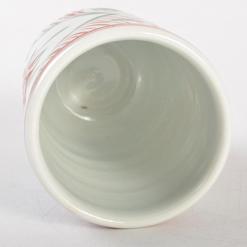 茶道具　平安竹泉造　坂田脩軒題　赤絵花文　巾筒　共箱　V　6471