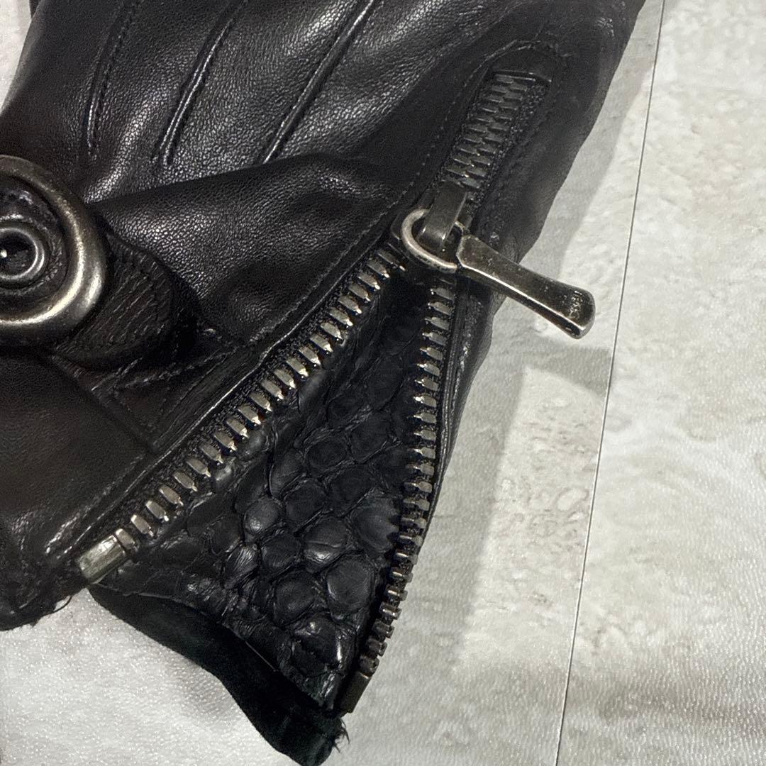 5351 POUR LES HOMMES レザーグローブ パイソン リアルレザー