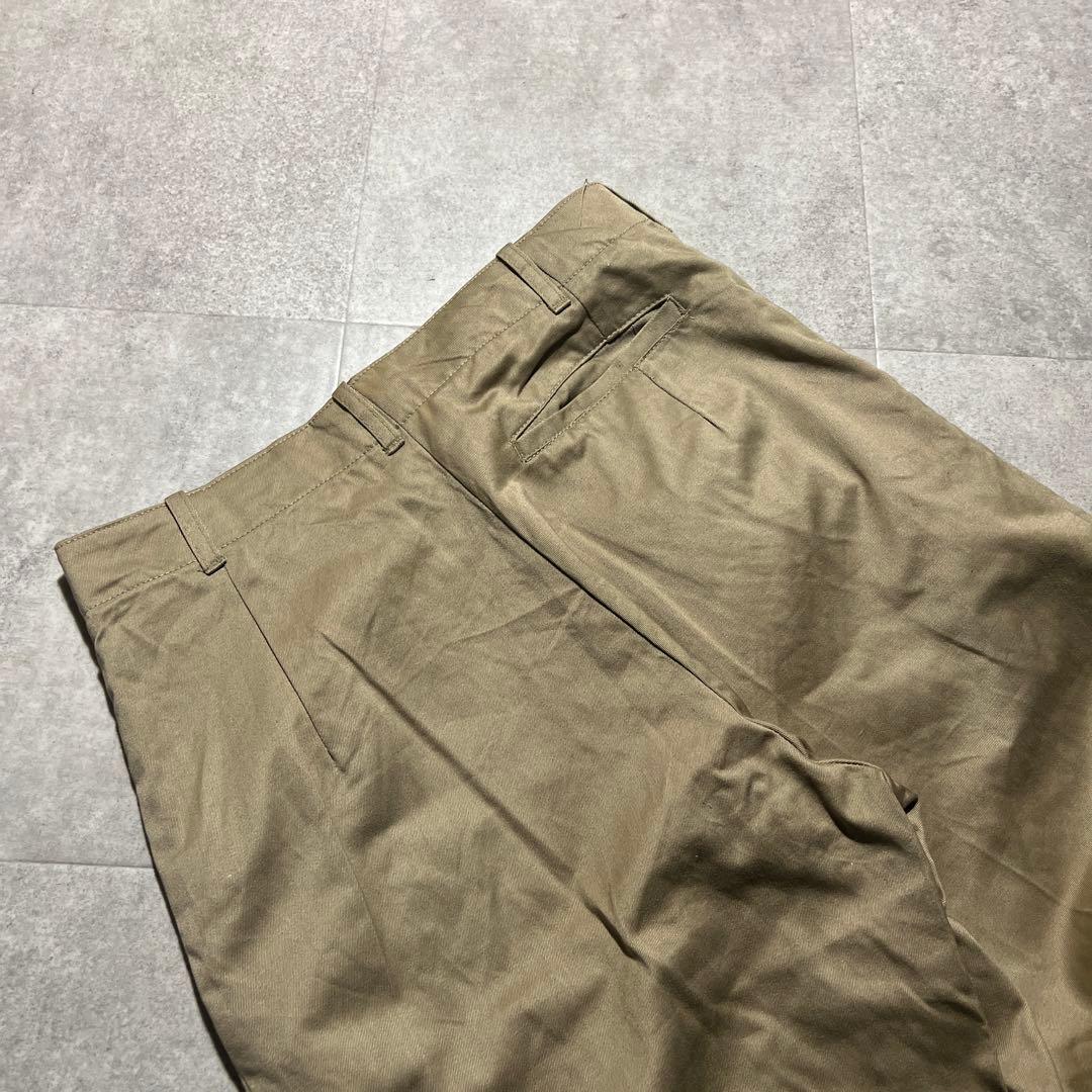 70sフランス軍チノトラウザー片ポケフラップ無ベージュ薄茶ユーロ古着｜雰囲気抜群