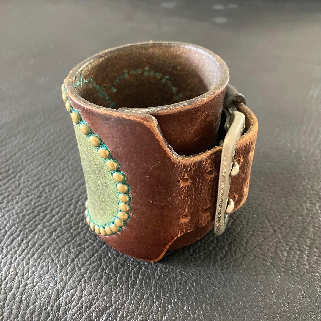 WOLF'SHEAD ウルフズヘッド 70mmサークルスタッズ ブレスレット 茶