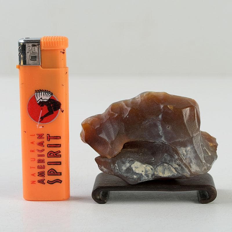 天然石　鑑賞石　瑪瑙　原石　唐木台付　置物　Z　8612