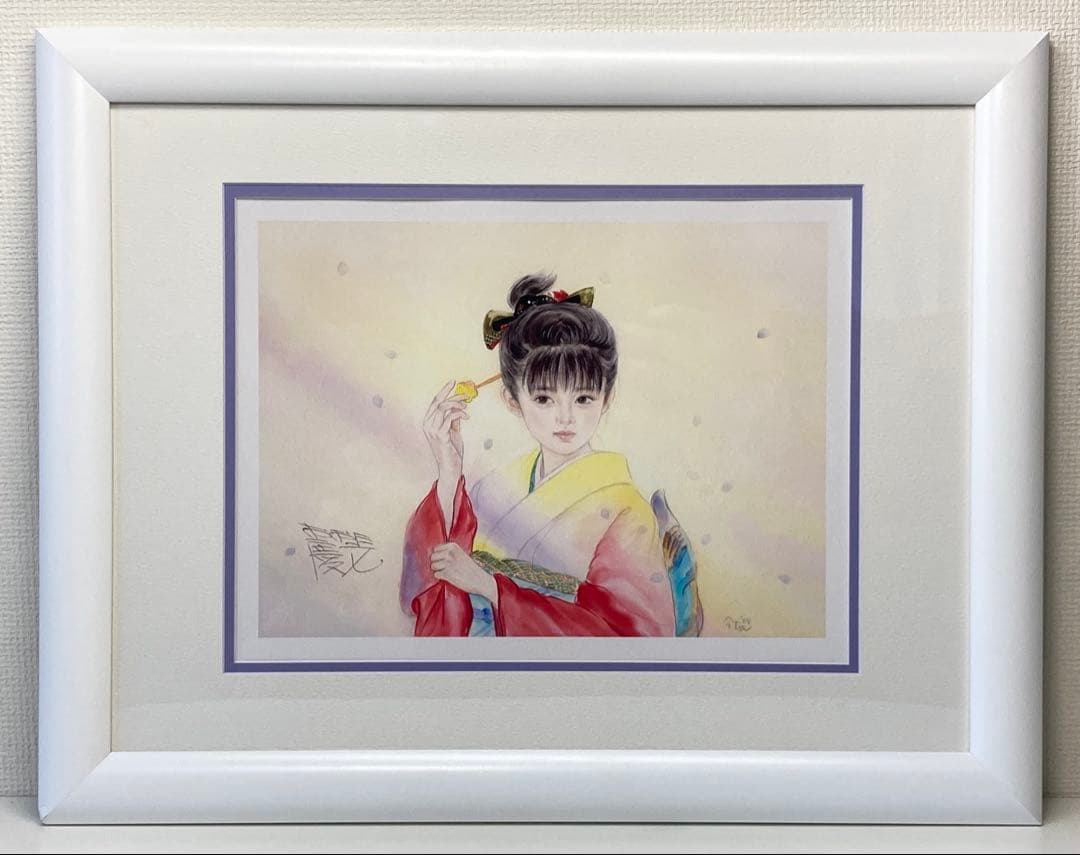 おおた慶文 華そぶり 絵画 サイン入り 着物 人物画 少女 美術 アート
