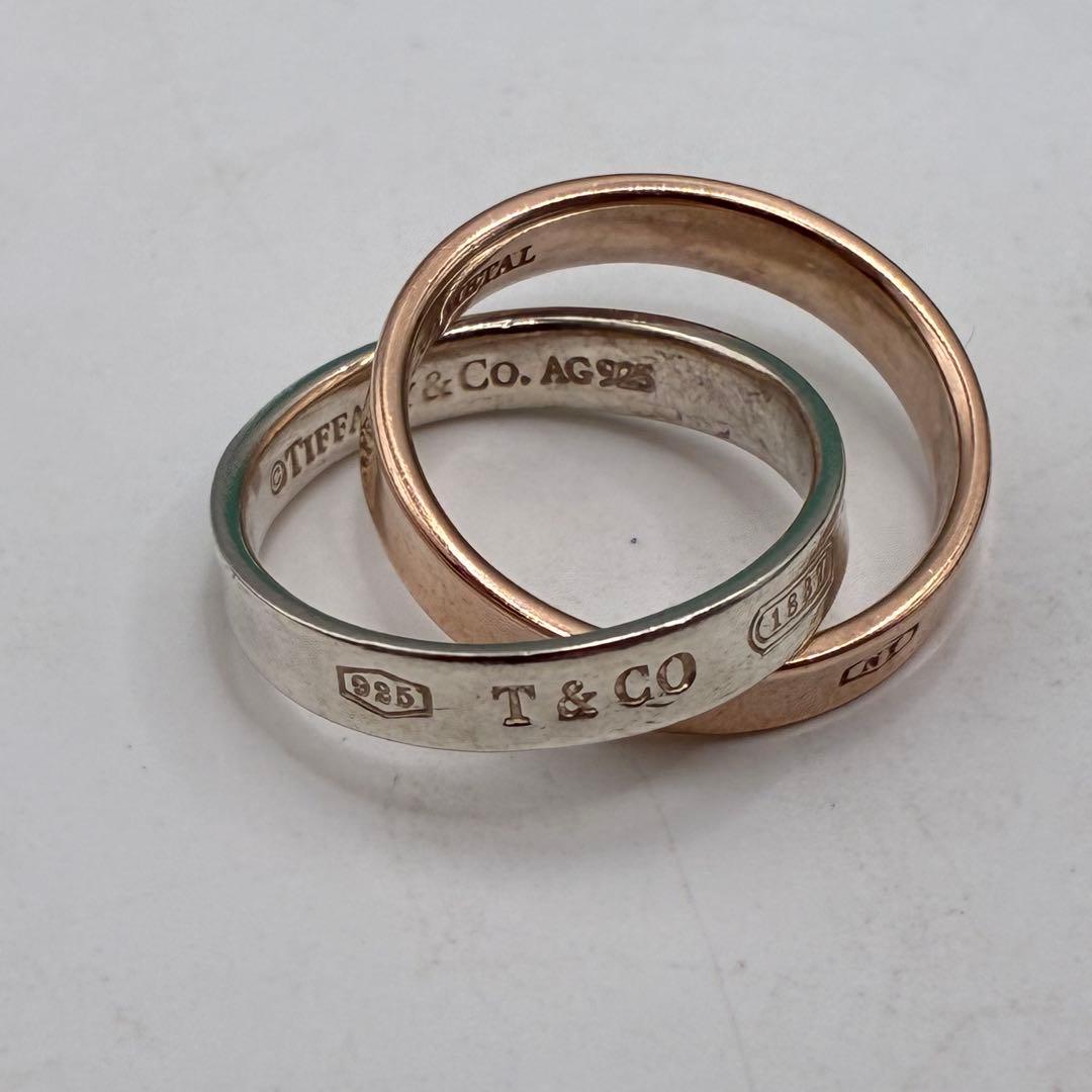 【希少】ティファニー　7号　インターロッキング　リング　シルバー×ルベドメタル