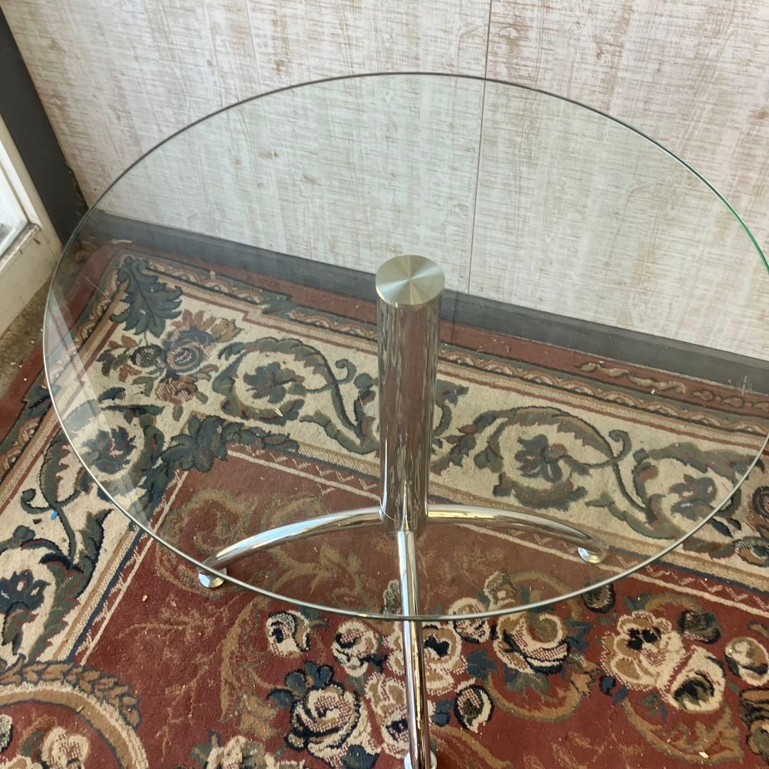北欧レトロ ガラステーブル バーテーブル ラウンドテーブル ダイニングテーブル