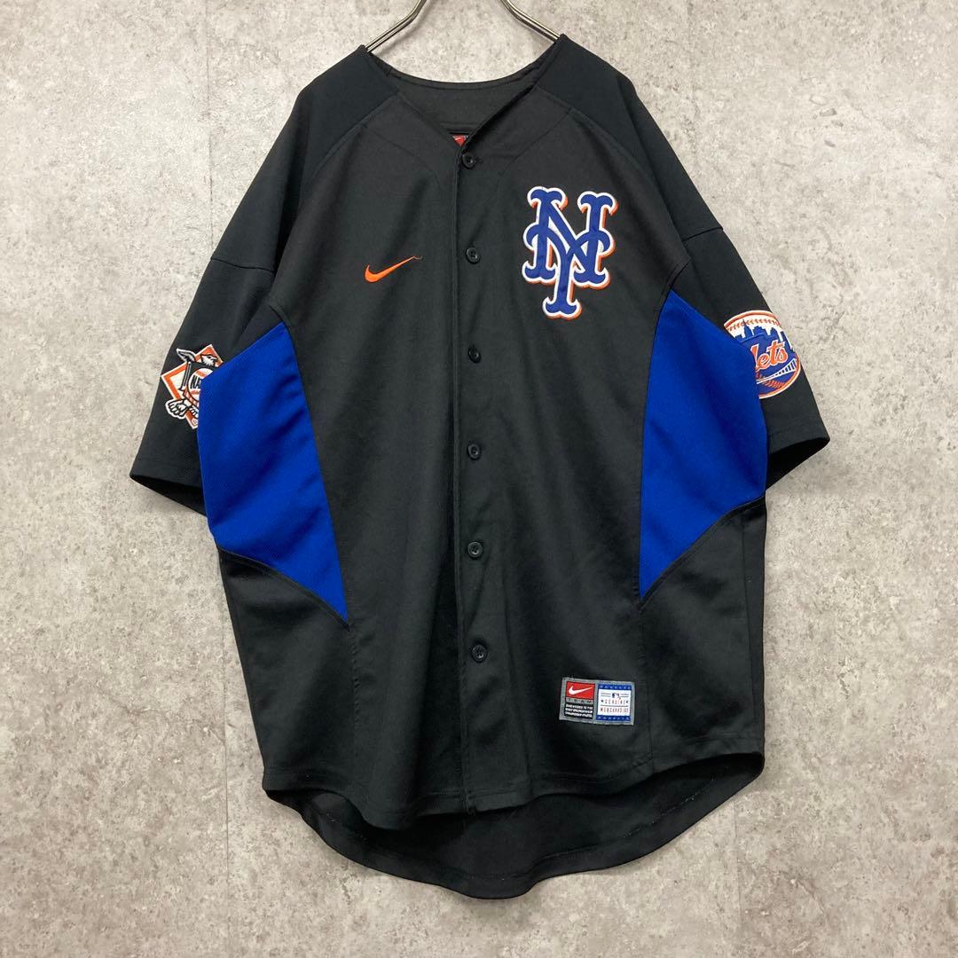 レア《ナイキ》MLBメッツ刺繍ベースボールシャツ/メンズL