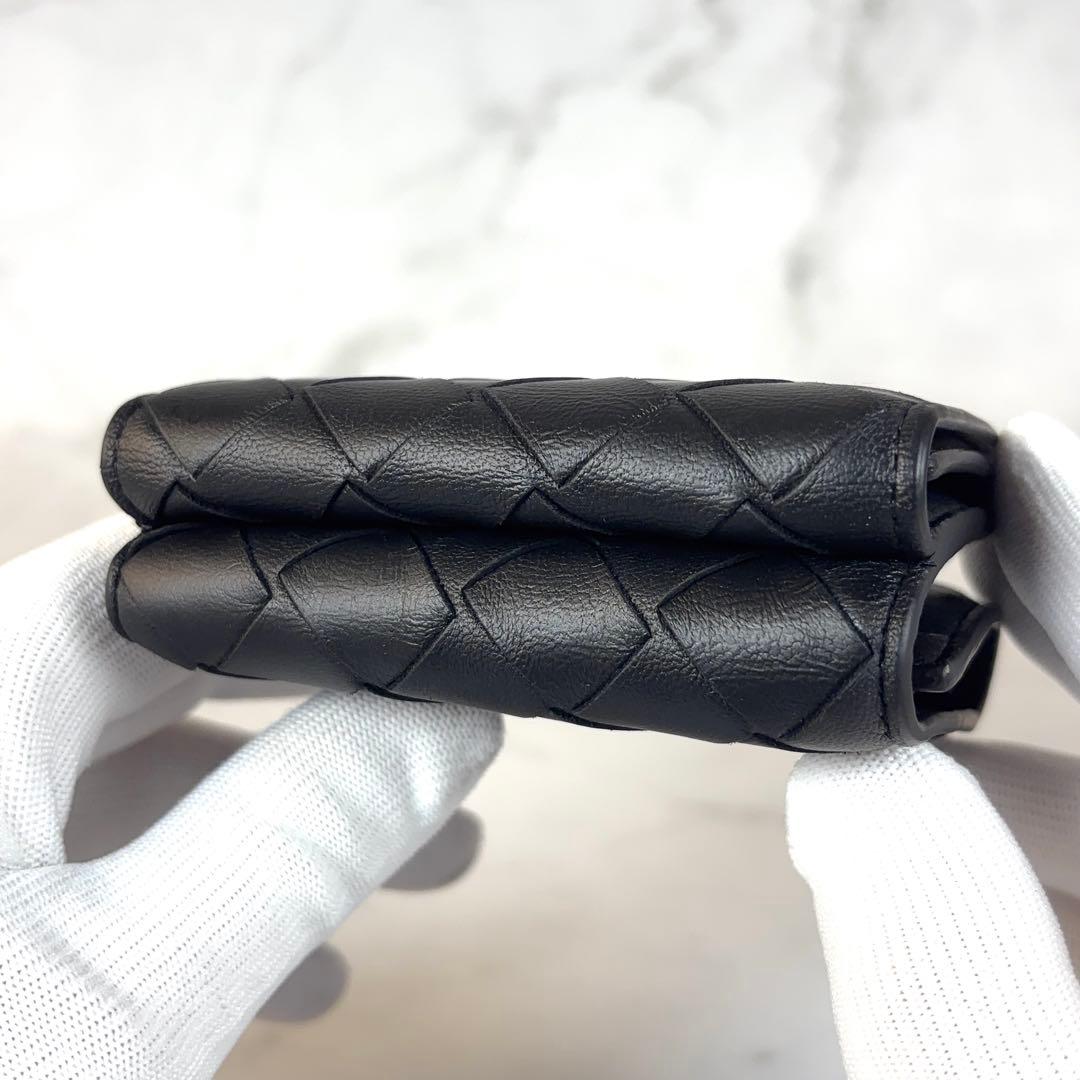 BOTTEGA VENETA ブラック イントレチャート タイニー 三つ折り財布