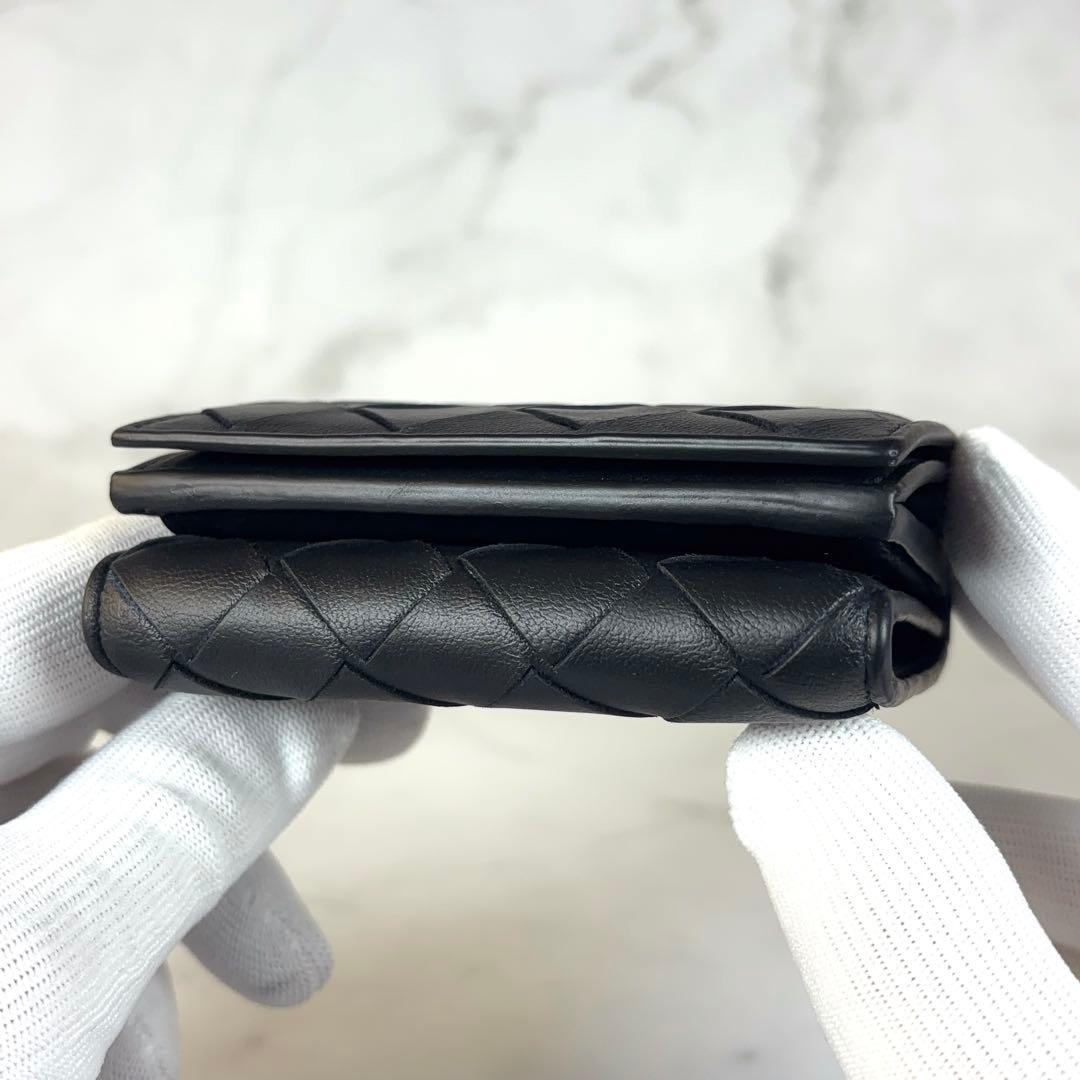 BOTTEGA VENETA ブラック イントレチャート タイニー 三つ折り財布
