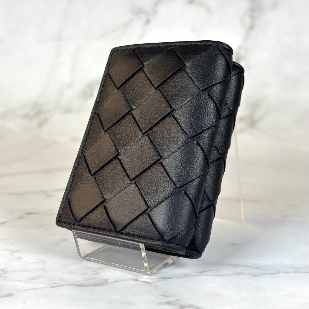 BOTTEGA VENETA ブラック イントレチャート タイニー 三つ折り財布