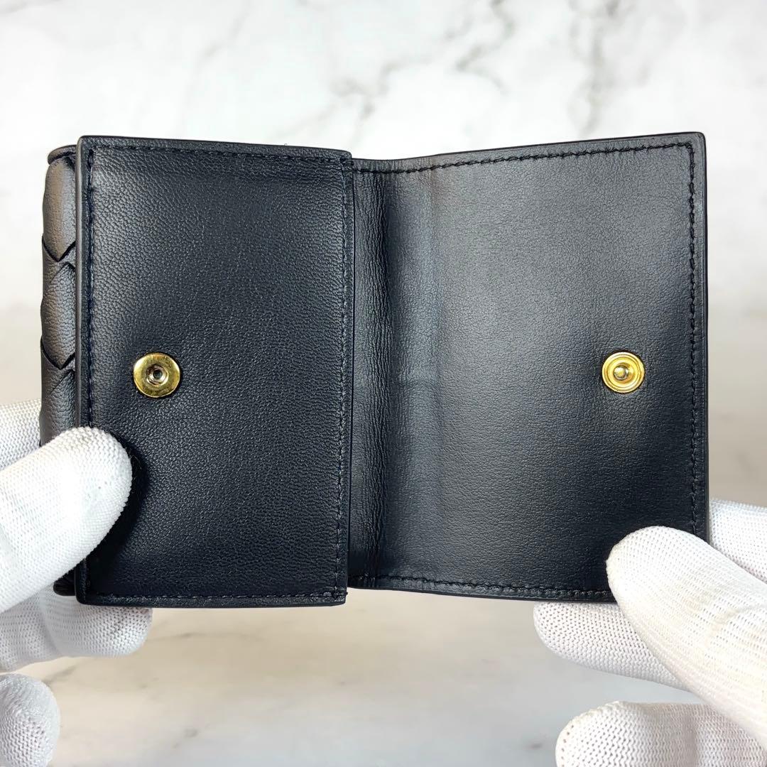 BOTTEGA VENETA ブラック イントレチャート タイニー 三つ折り財布