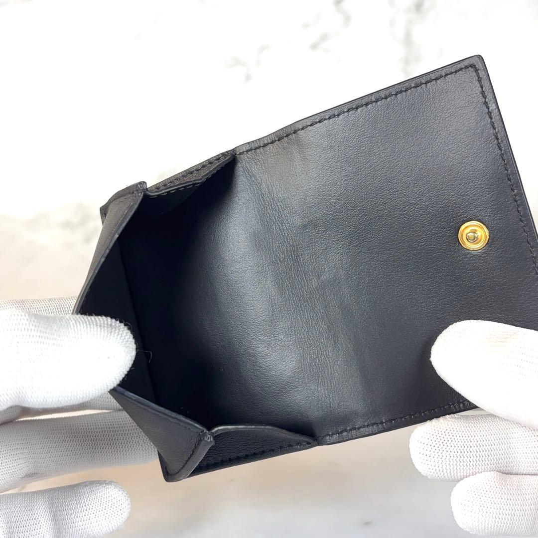 BOTTEGA VENETA ブラック イントレチャート タイニー 三つ折り財布