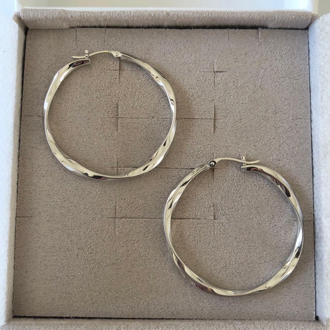 ジジ ete エテ フープピアス M プラチナム 本体925 ポストK18