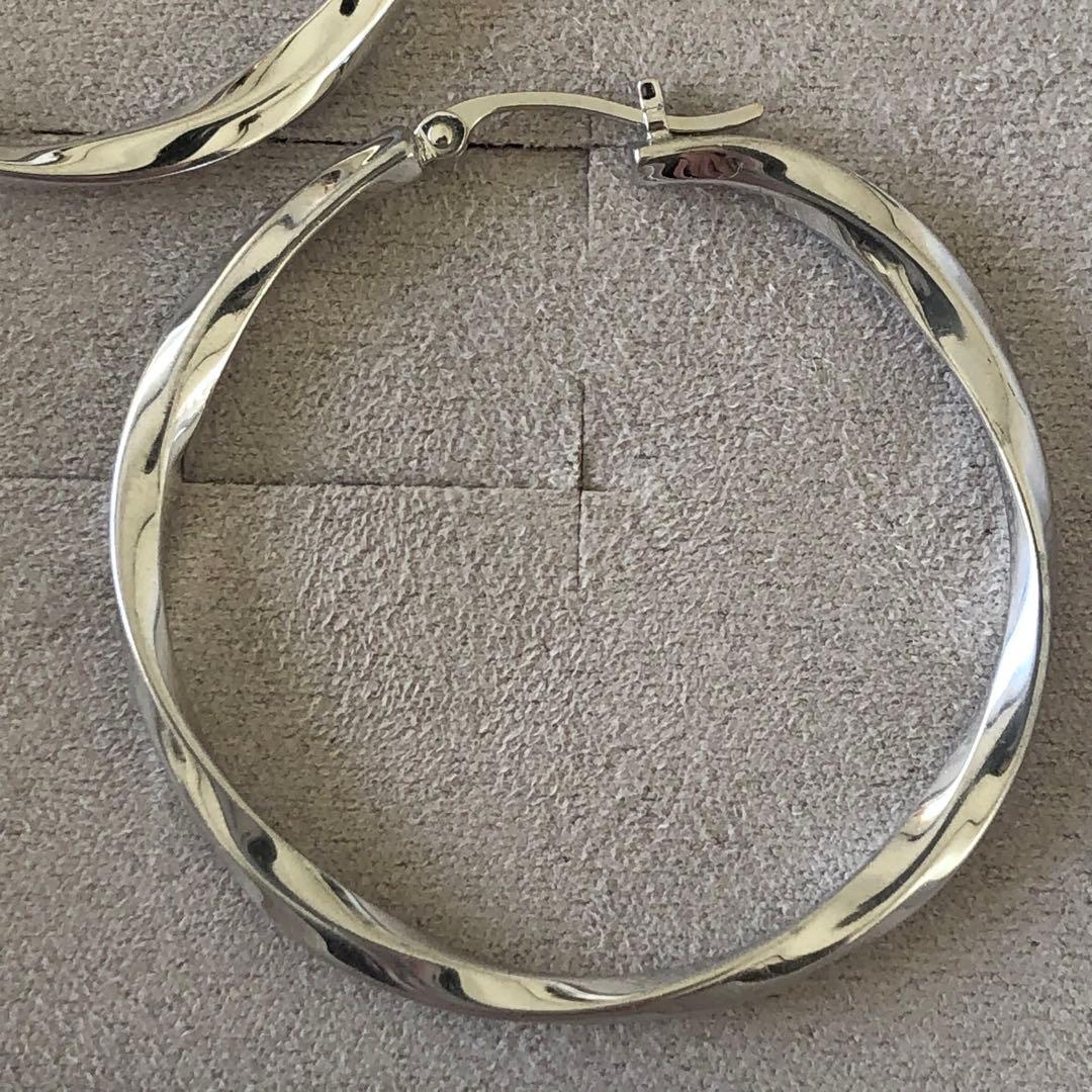 ジジ ete エテ フープピアス M プラチナム 本体925 ポストK18