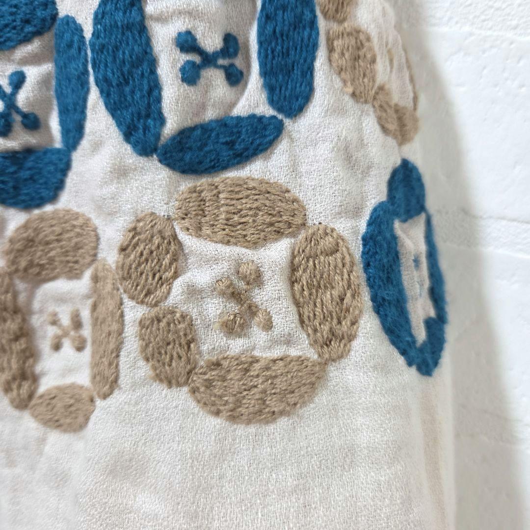 【mina perhonen　ミナ ペルホネン】　刺繍　リネン　スカート　タック