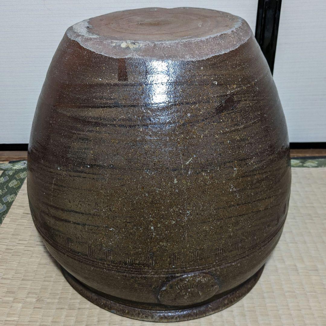 江戸末期 古備前 水屋甕 備前焼 水屋瓶 金魚鉢 メダカ鉢 火鉢 水槽 置物