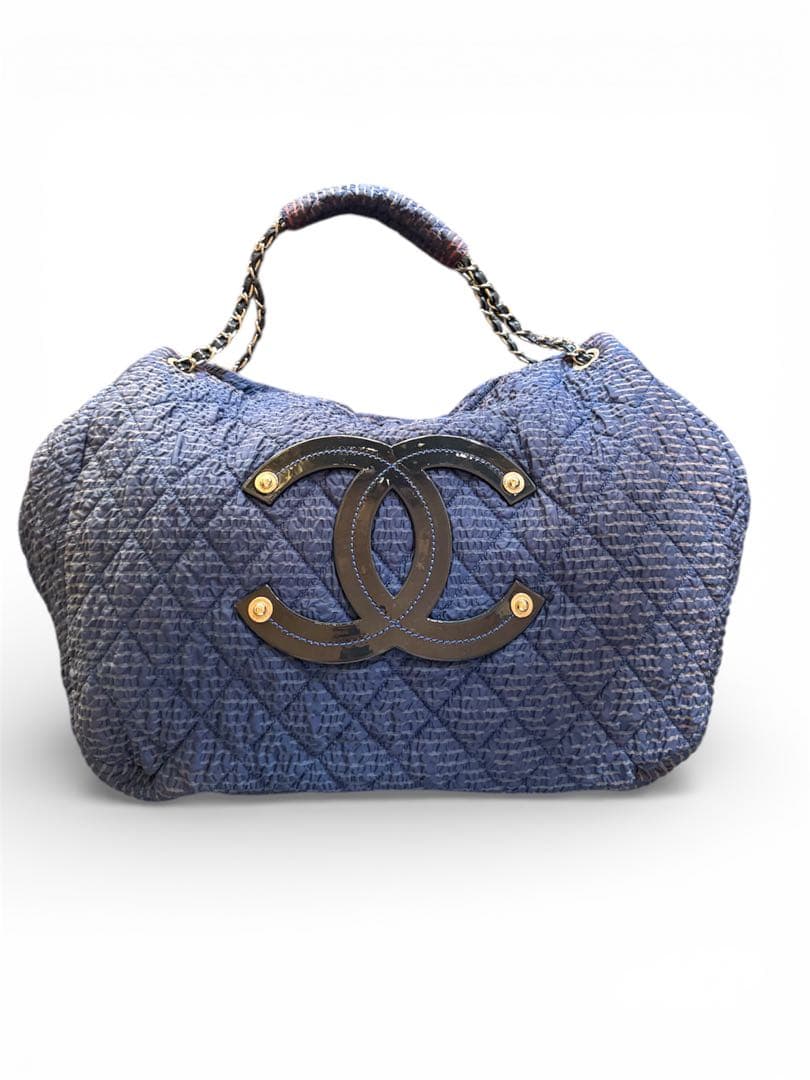 CHANEL パック　ネイビー キルティング ショルダーバッグ　ブルー