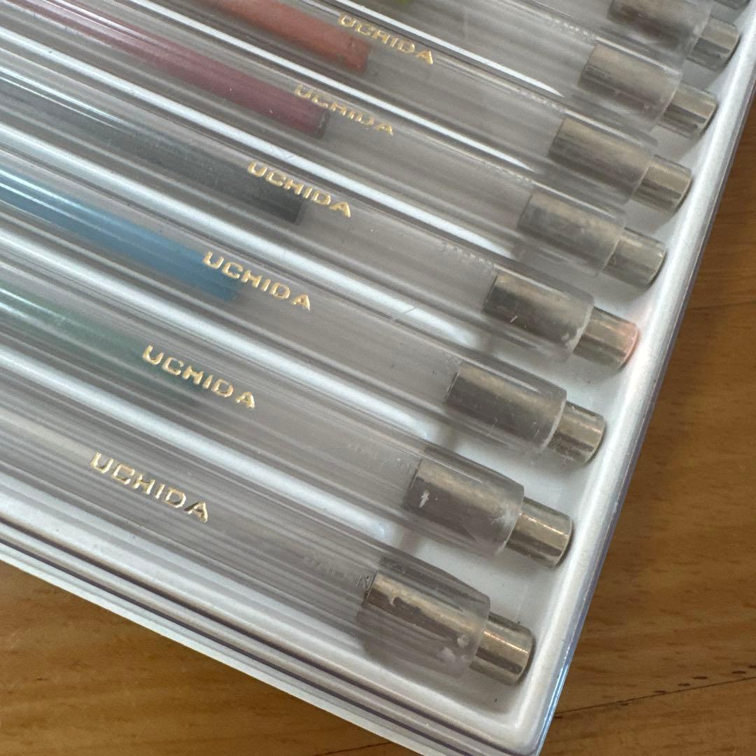 新品 廃盤 UCHIDA ウチダ カラー 芯ホルダー 12本セット クリア 透明