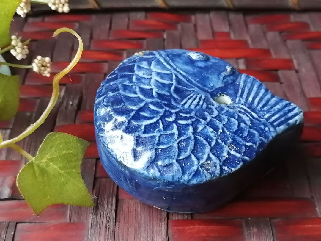 骨董　李朝　鯛型水滴書道具