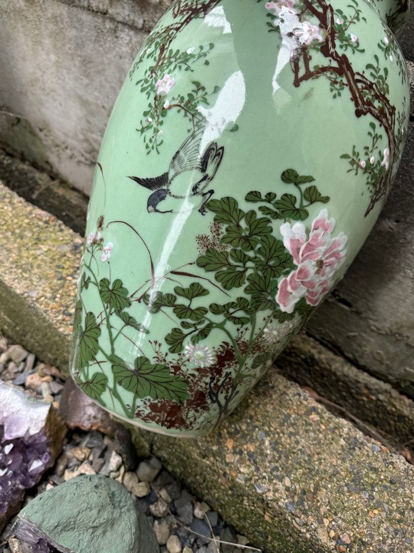 ‼️sora‼️リサイクルFORT必見‼️瀬戸焼の名品級‼️花鳥図の大花瓶‼️