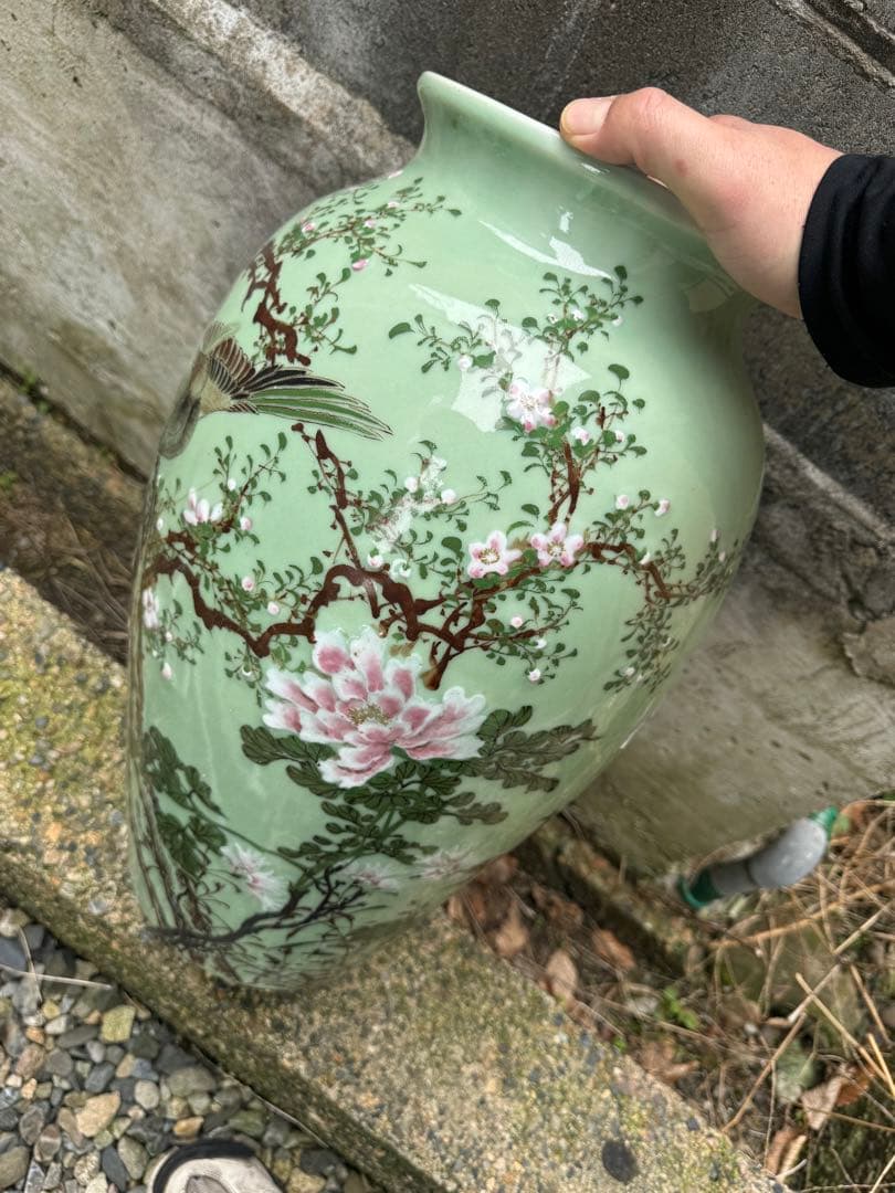 ‼️sora‼️リサイクルFORT必見‼️瀬戸焼の名品級‼️花鳥図の大花瓶‼️