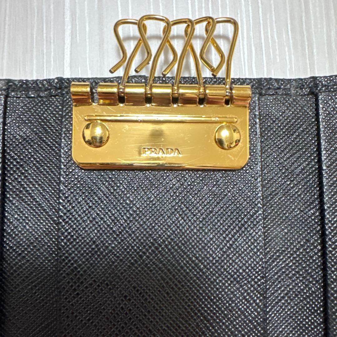 s*y様 プラダ PRADA キーケース 6連 トライアングルロゴ ブラック
