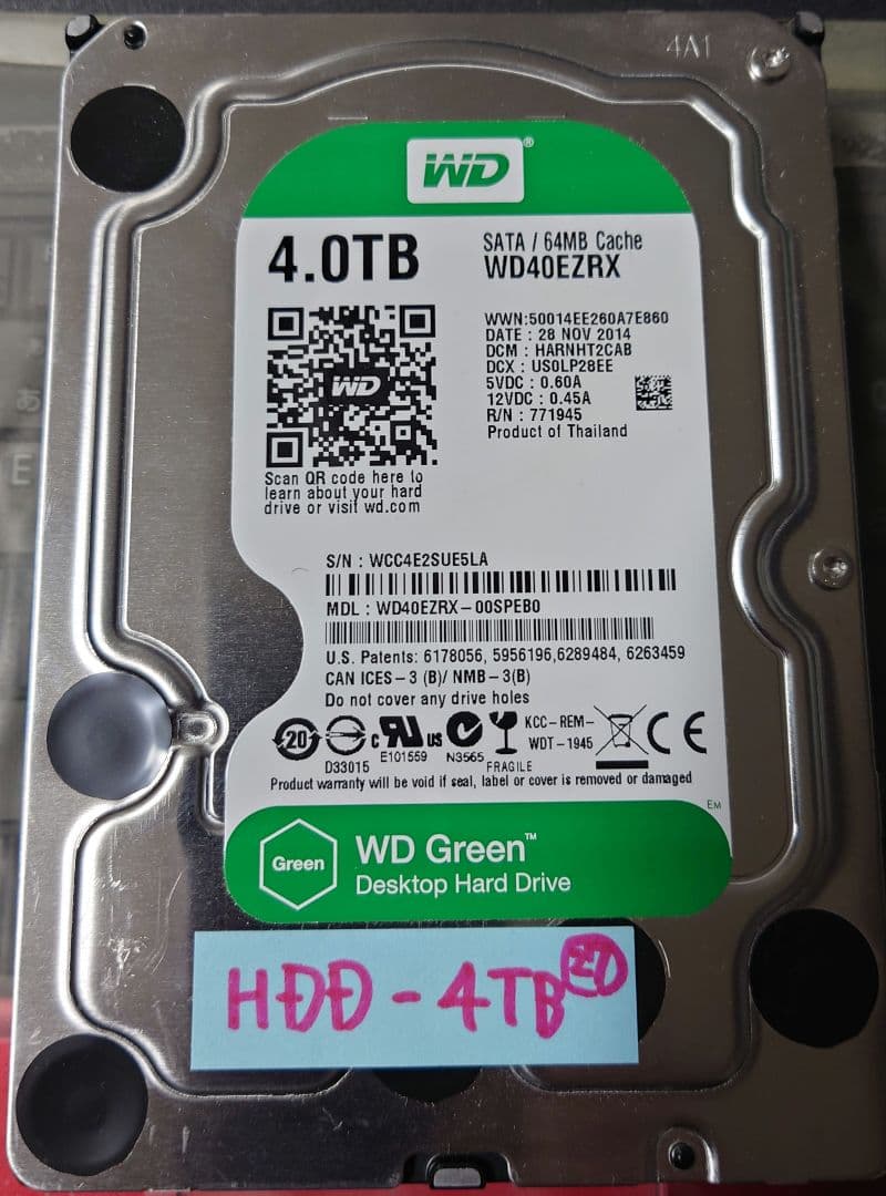 WD Green 4TB 内蔵型ハードディスクドライブ中古(管理用27)