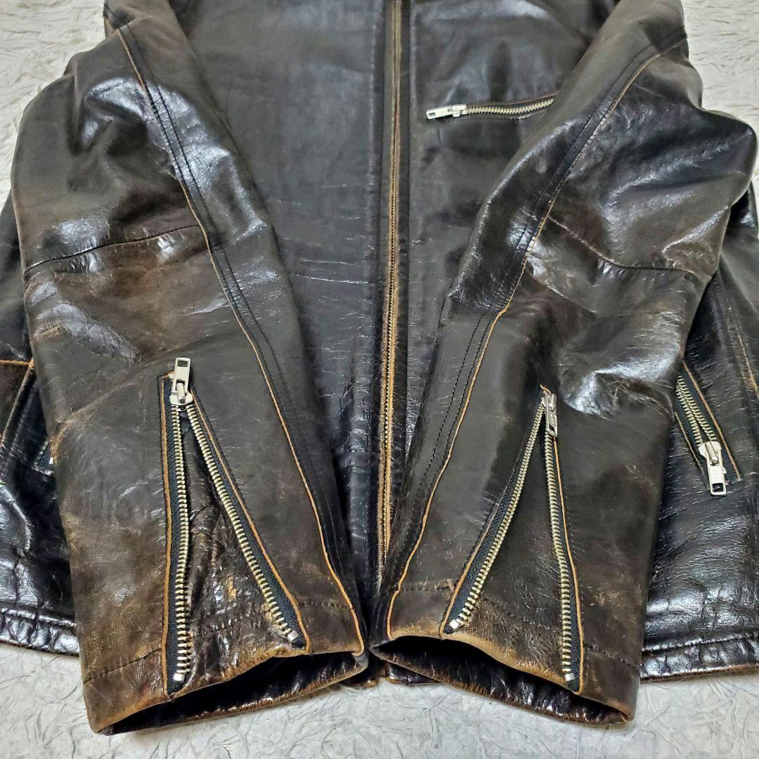 上質 ON BOARD 水牛革 バッファロー XL シングルライダース 本革 黒