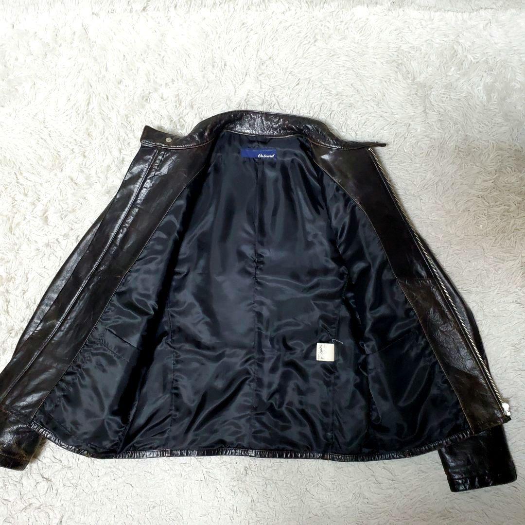 上質 ON BOARD 水牛革 バッファロー XL シングルライダース 本革 黒