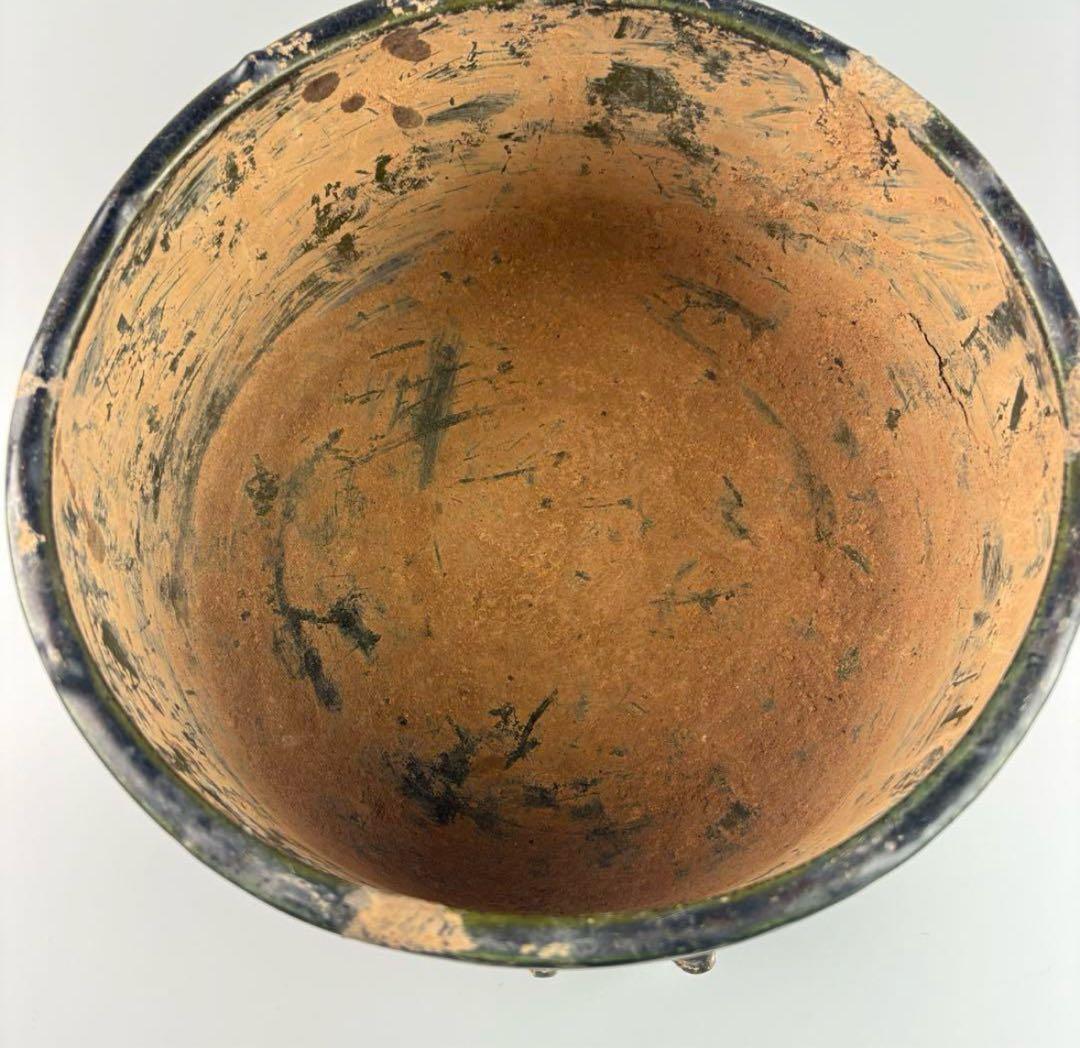 漢緑釉 三足 獅子 中国 陶器