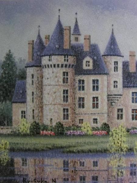 西村龍介、水辺の城、希少画集画、状態良好、新品高級額装付