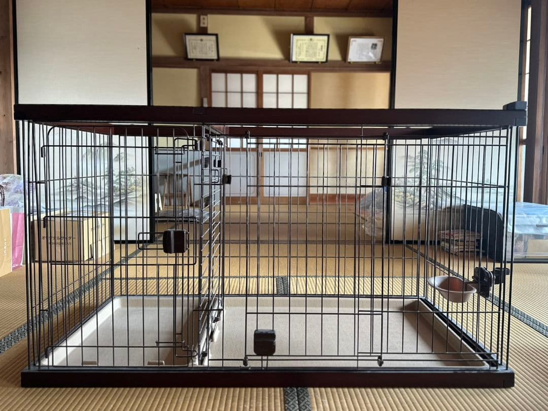 大型犬用ダークブラウンペットサークル