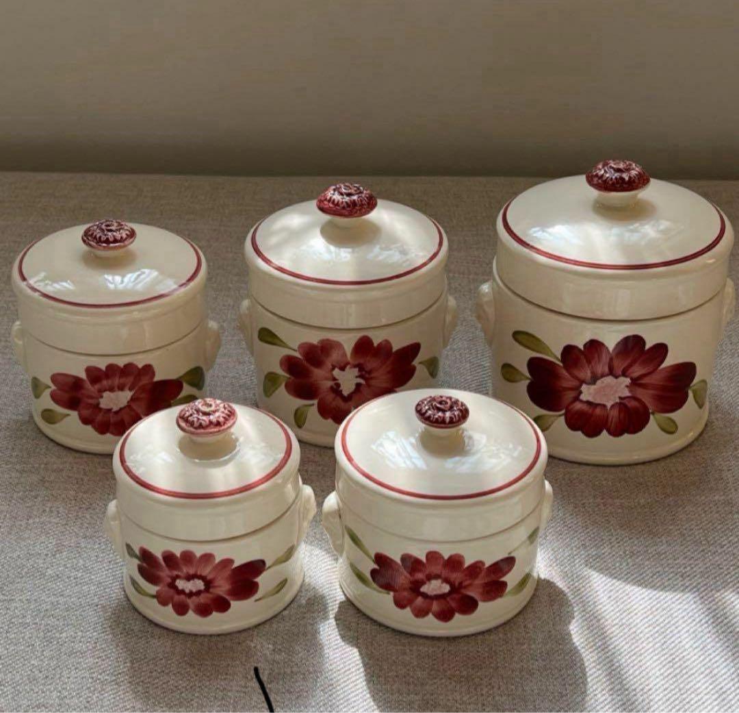 フランス アンティーク サルグミンヌ キャニスター テリーヌポット 5個