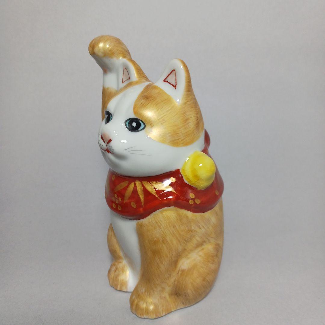 招き猫 陶器　九谷焼手書き4号高さ13.5cm