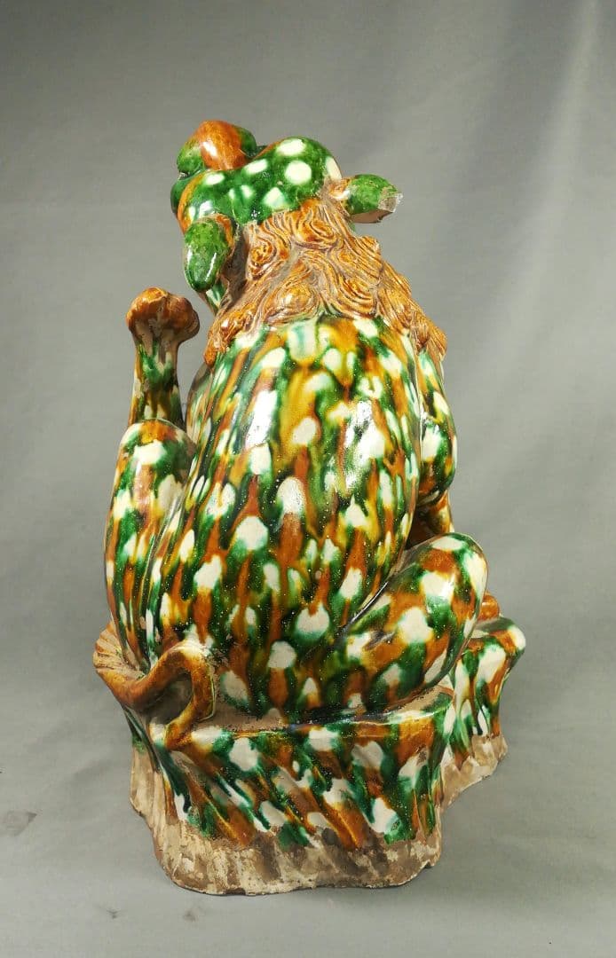 オベサス　三彩　獅子　置物　中国美術