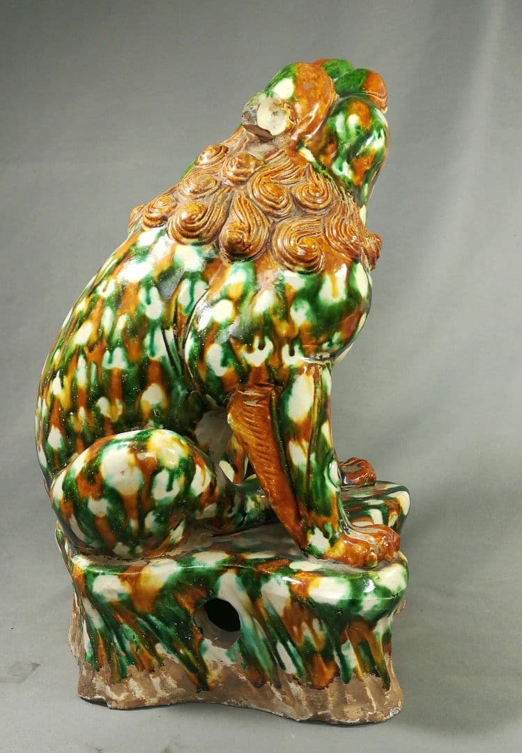 オベサス　三彩　獅子　置物　中国美術