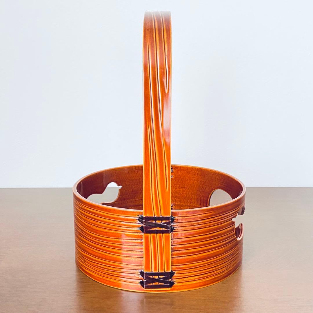 莨盆 春慶塗 瓢透し手付　春次　紙箱入　茶道具　漆器　伝統工芸品　煙草盆