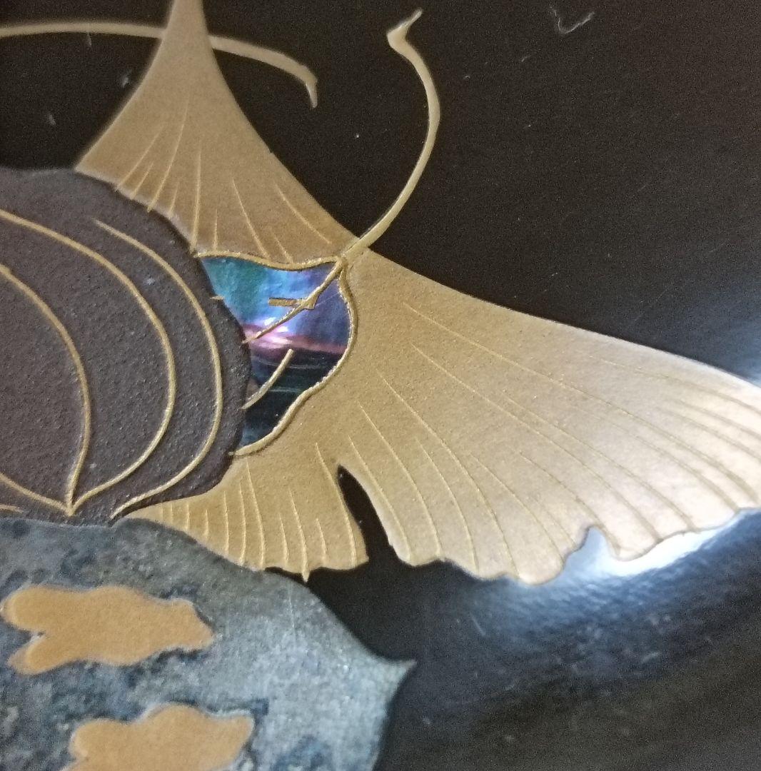 金彩銀杏に胡桃漆椀　5客揃い　汁椀